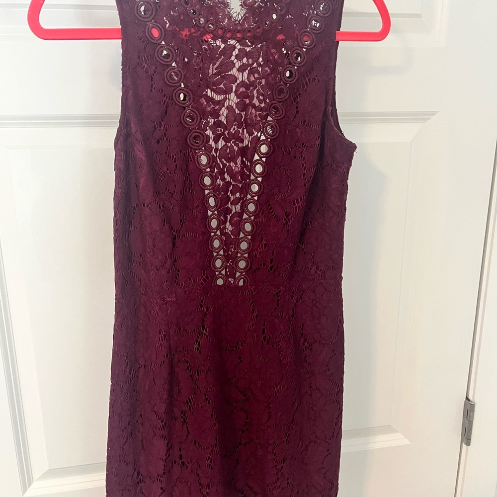 Free people x Saylor backless Lace Sleeveless Dress - Burgundy